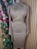 Robe moulante sexy manches longues ceintrée-S