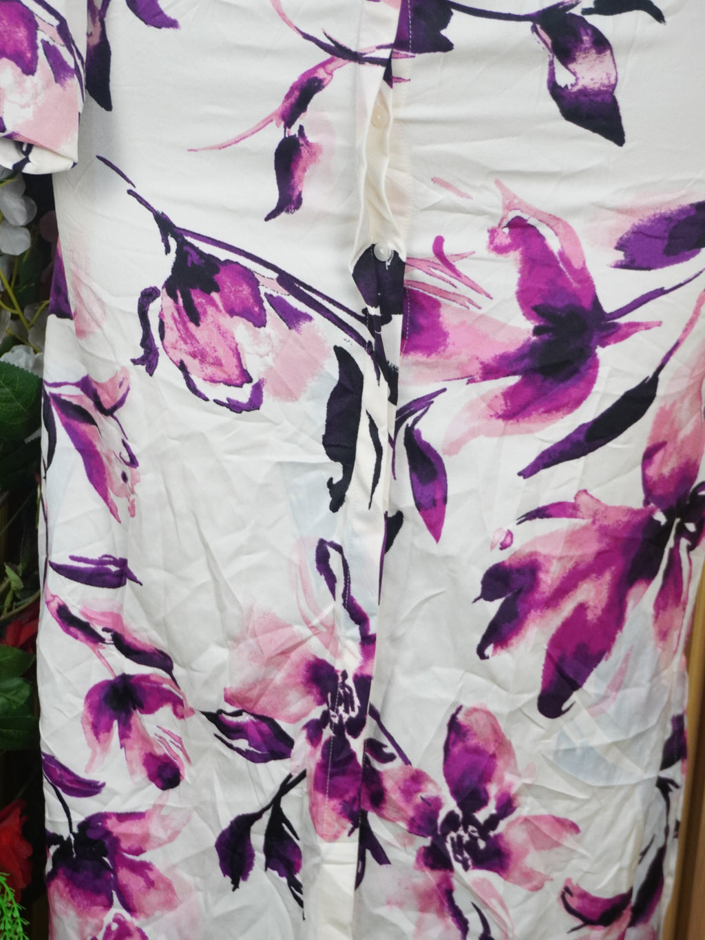Robe evasée manches longues imprmée fleurie-M