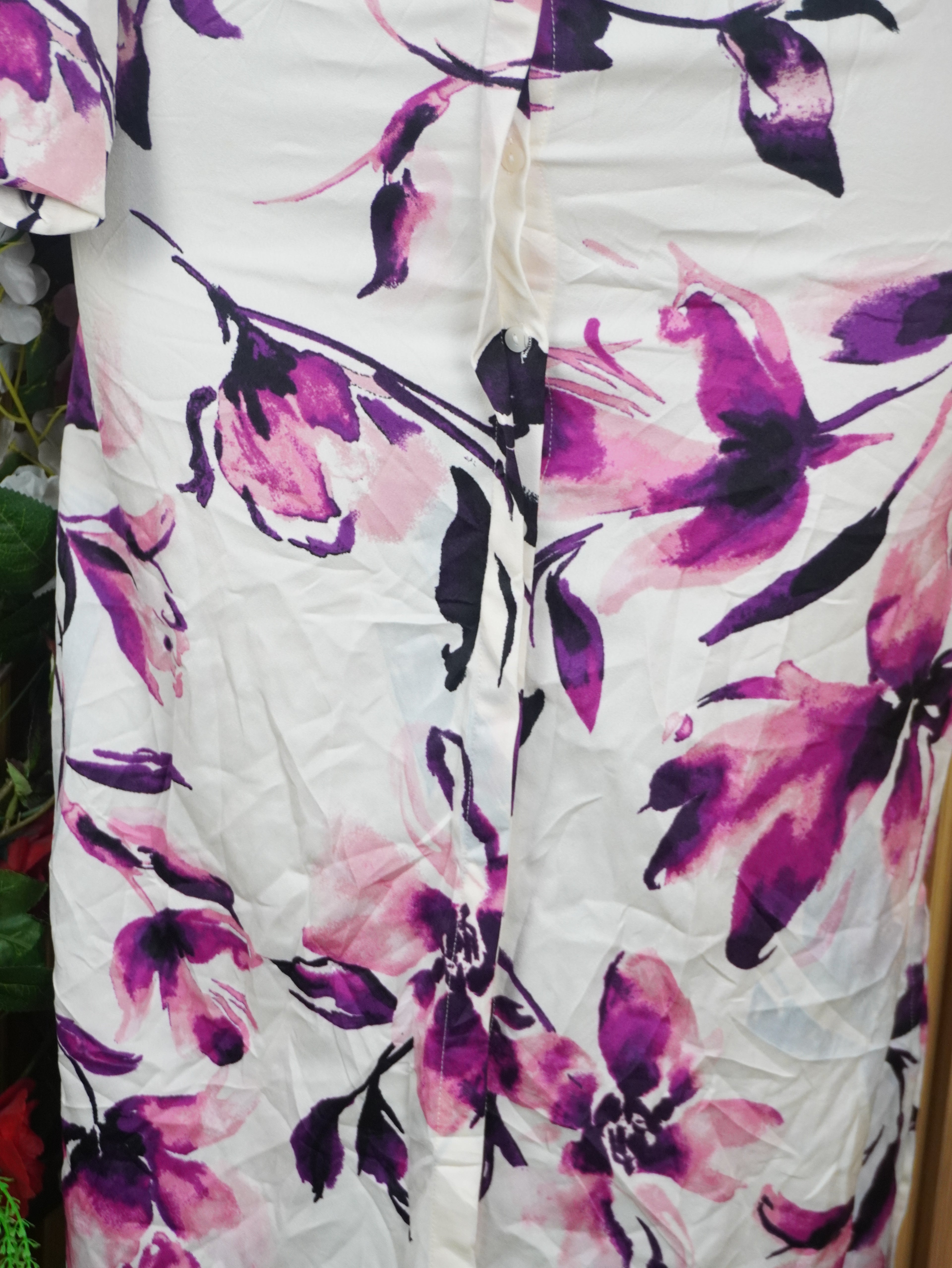 Robe evasée manches longues imprmée fleurie-M