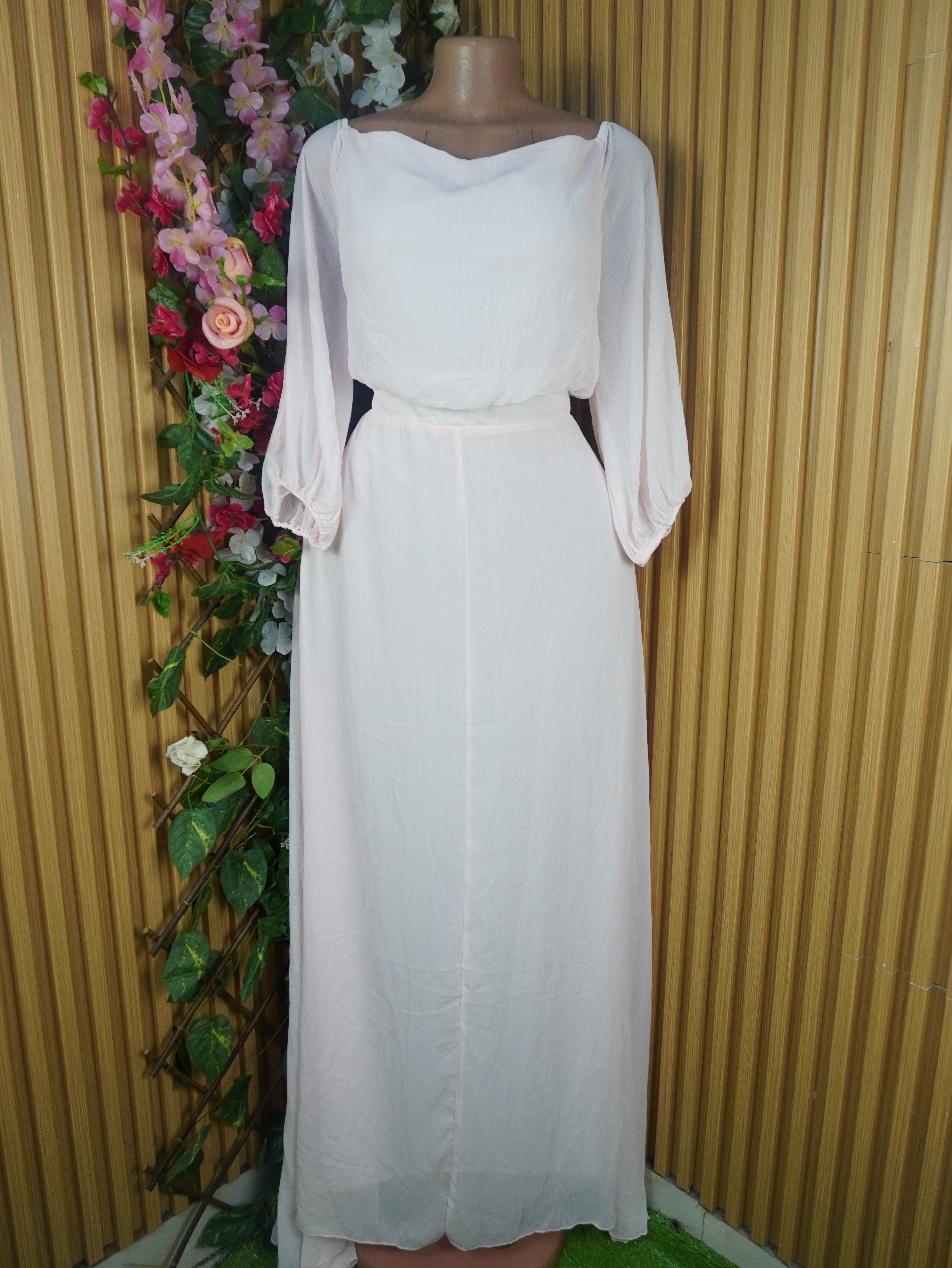 Robe évasée longue manches longues décolletée-XL