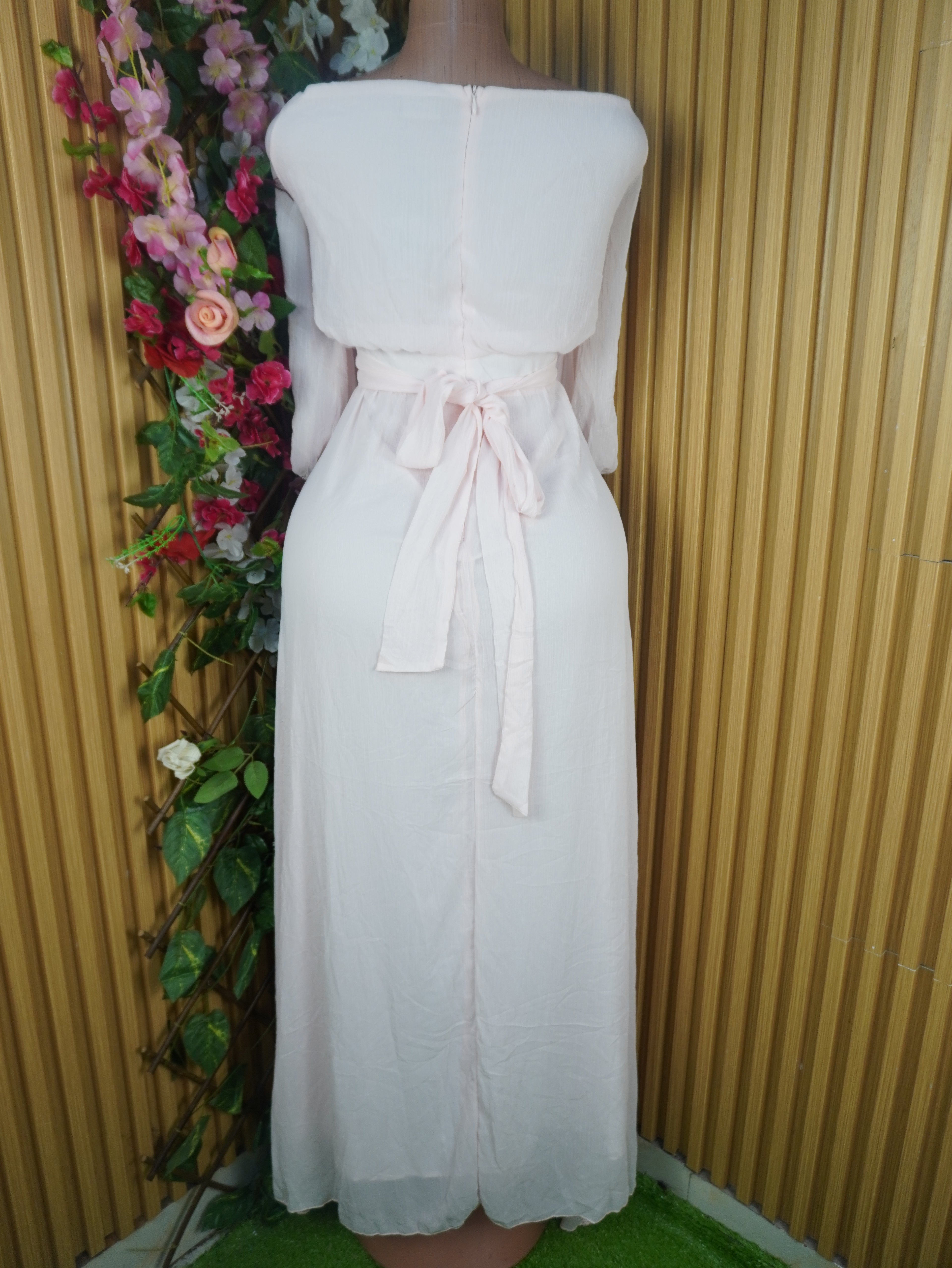 Robe évasée longue manches longues décolletée-XL