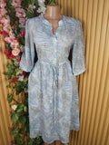 Robe évasée manches longues à col mao ceintrée-L
