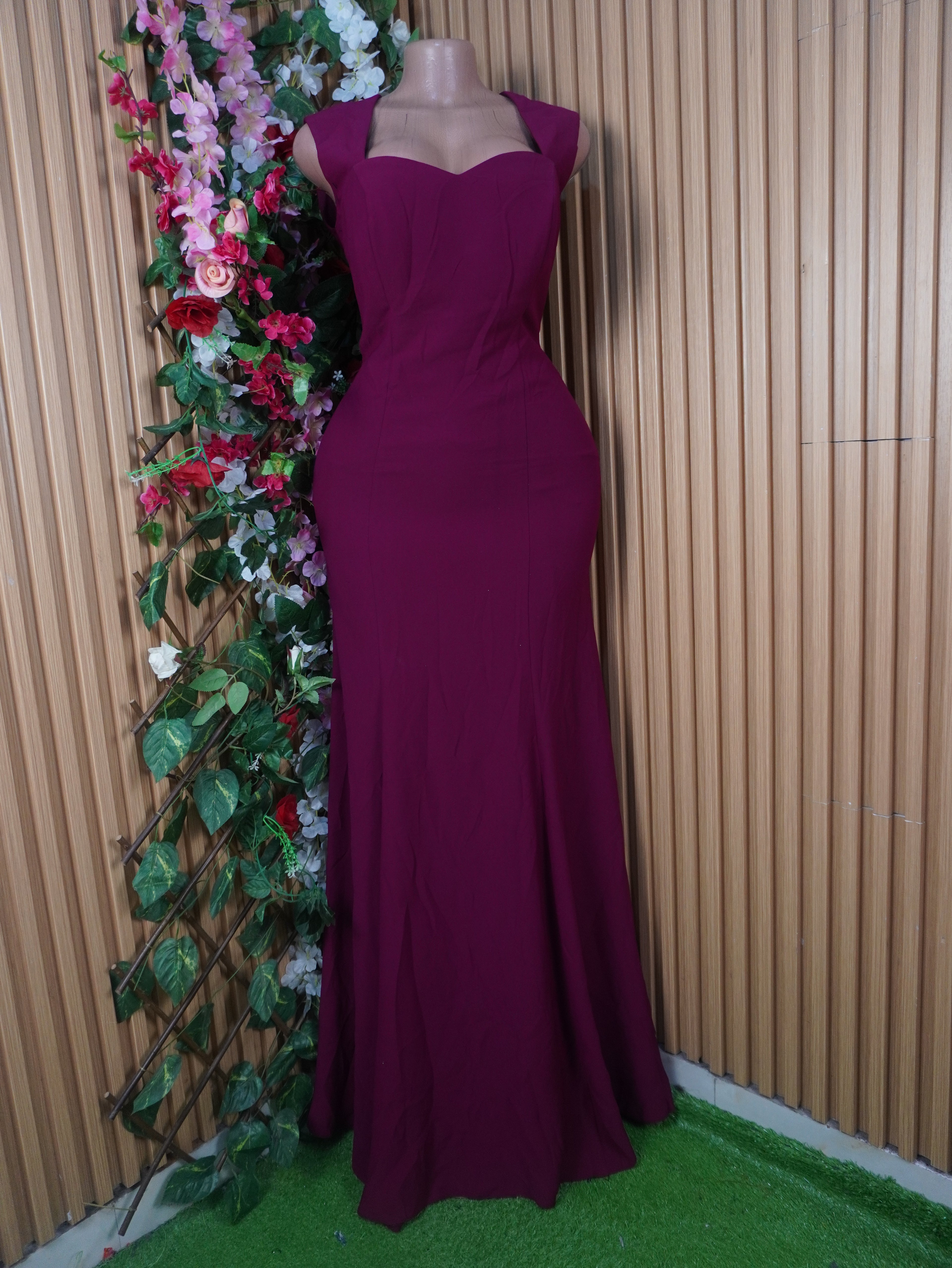 Robe soirée évasée longue sans manches décolletée-XL