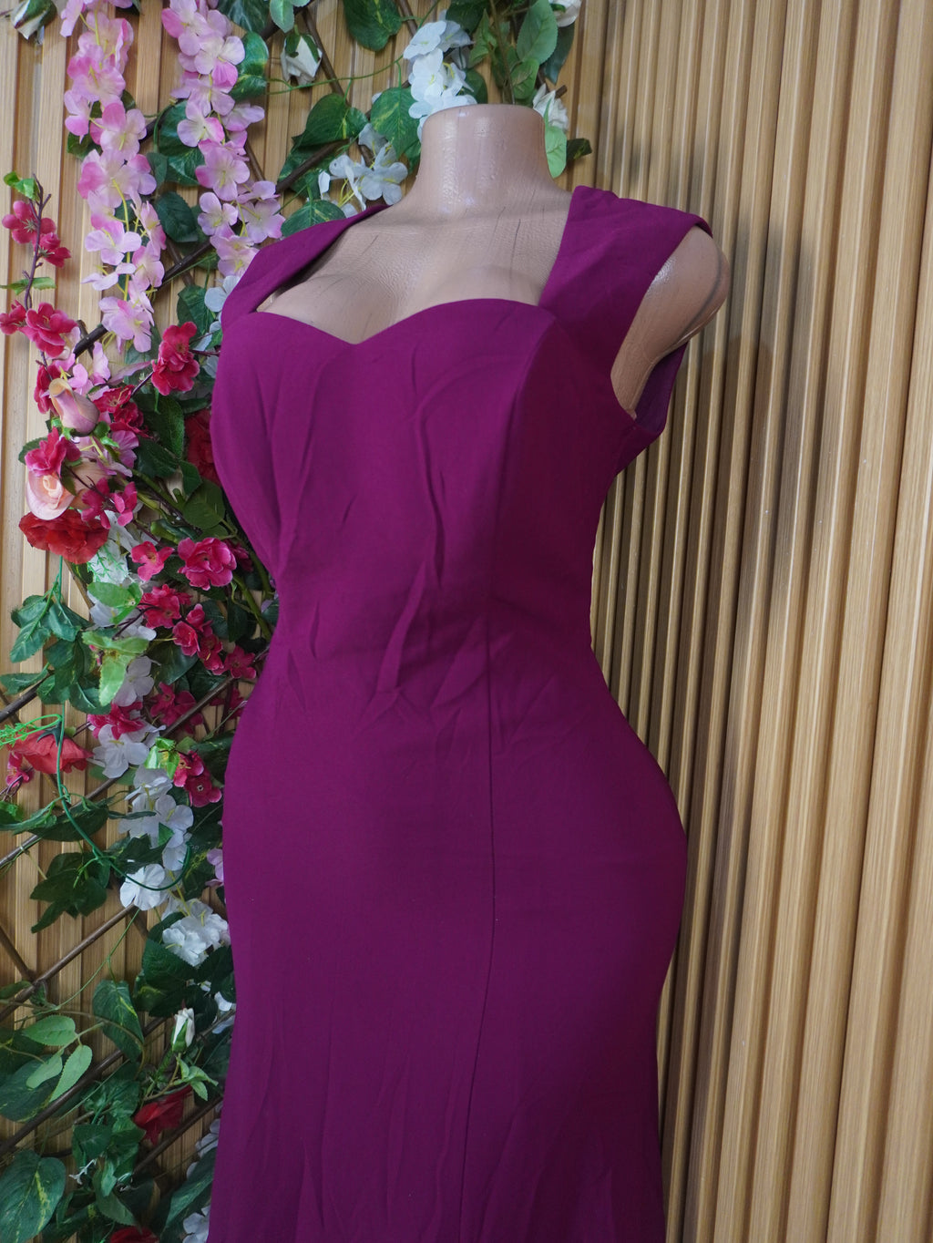 Robe soirée évasée longue sans manches décolletée-XL