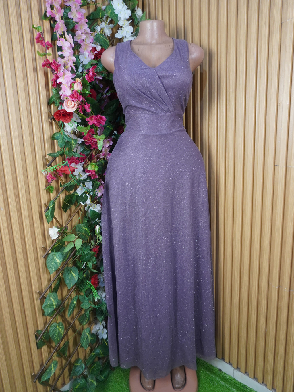 Robe évasée longue sans manches décolletée-L