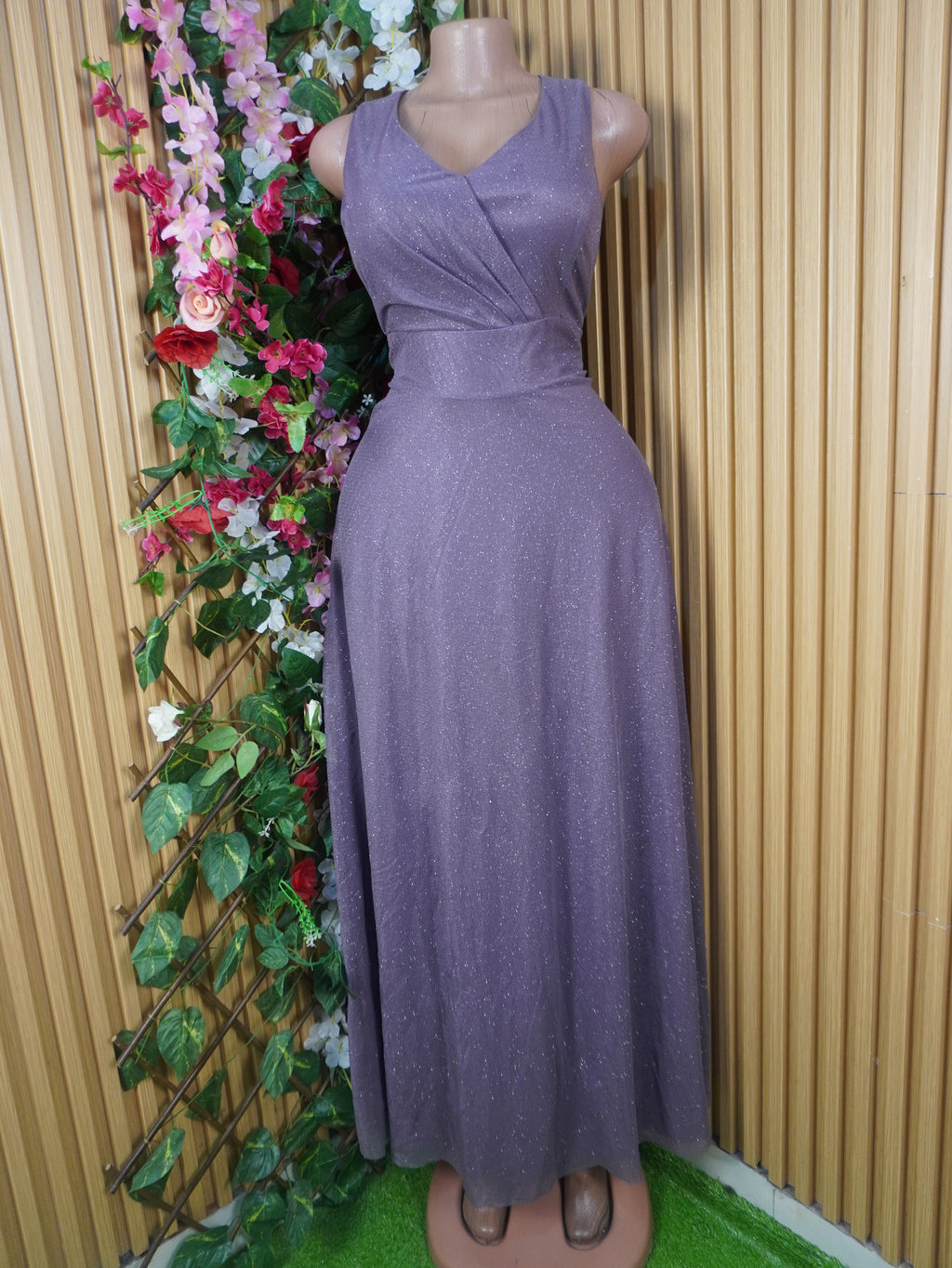 Robe évasée longue sans manches décolletée-L