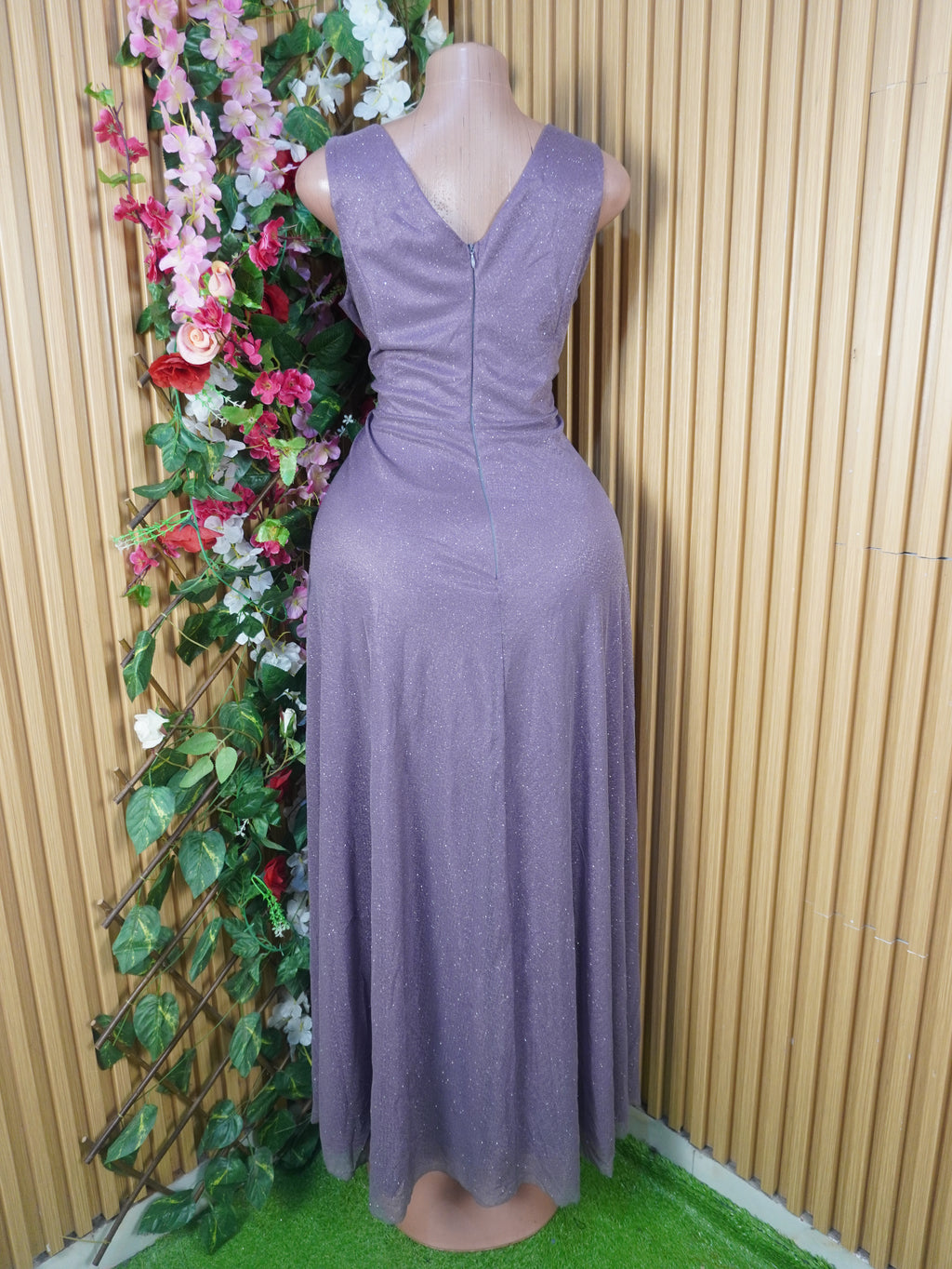 Robe évasée longue sans manches décolletée-L