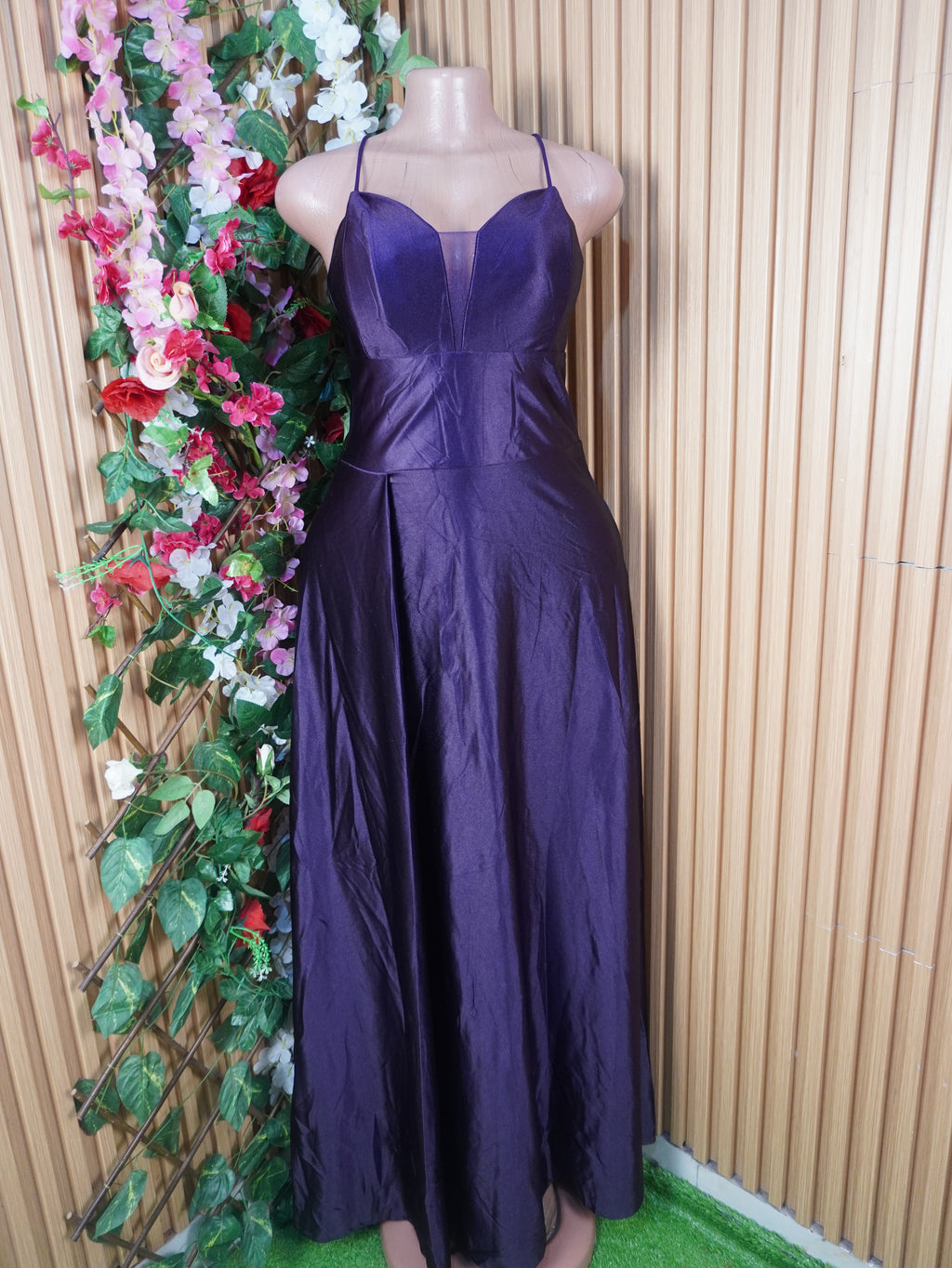 Robe soirée évasée longue à fines bretelles-XL