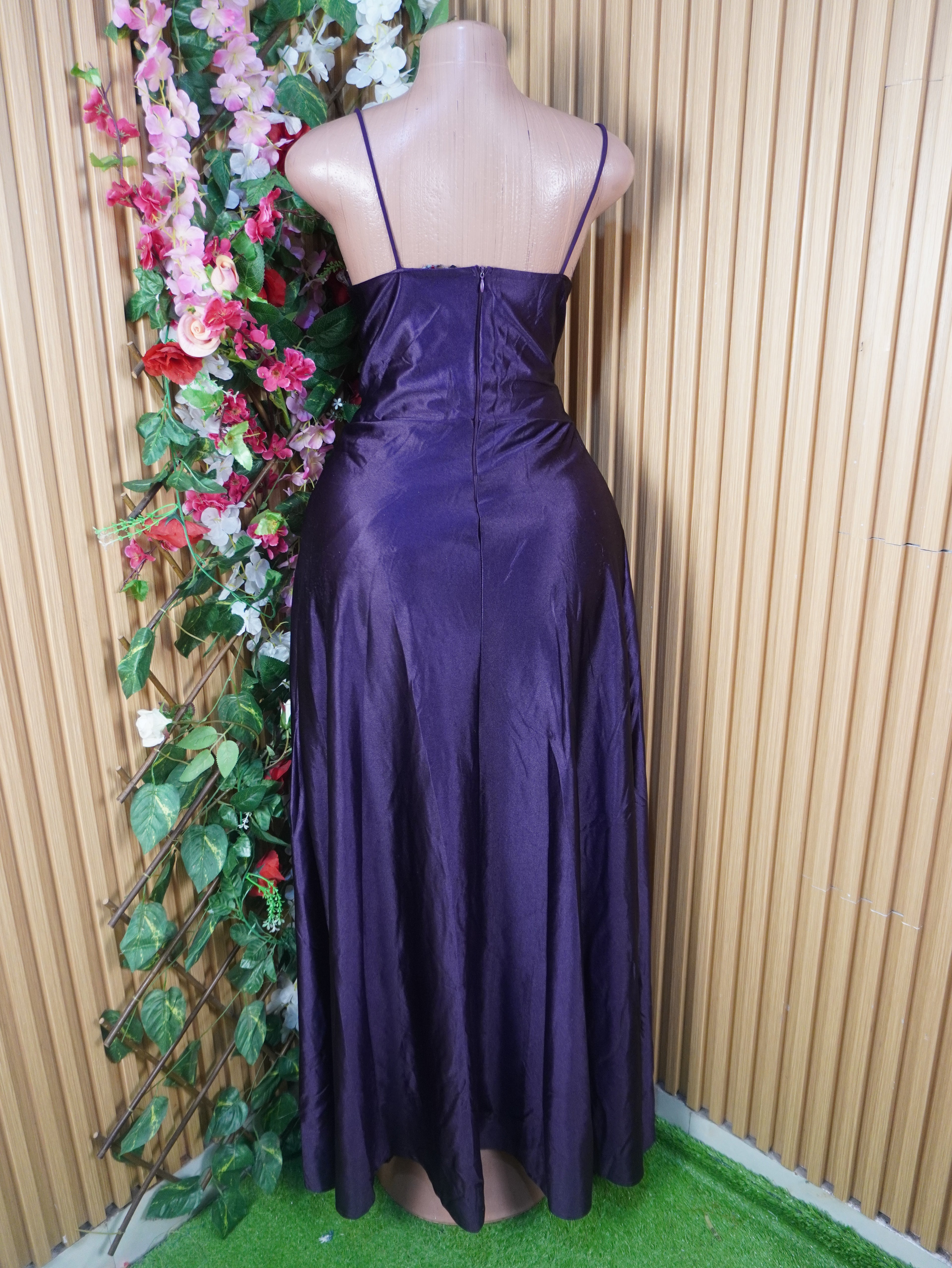 Robe soirée évasée longue à fines bretelles-XL