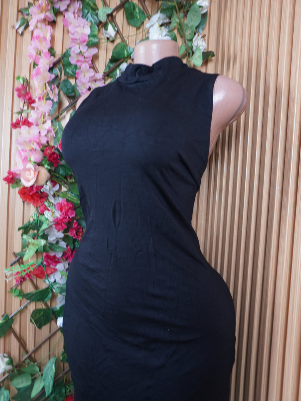 Robe moulante sans manches col mao-XL