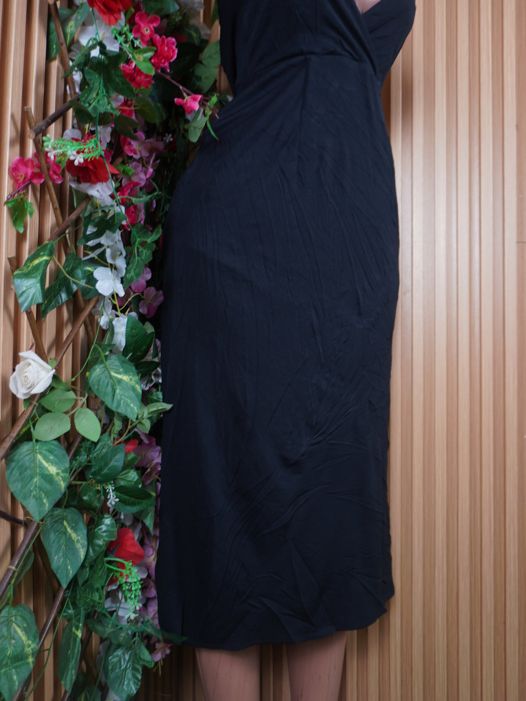 Robe évasée mi-longue sans manches décolletée-S