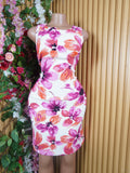 Robe moulante sans manches imprimée fleurie-M