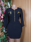 Robe moulante manches longues avec tirette-S