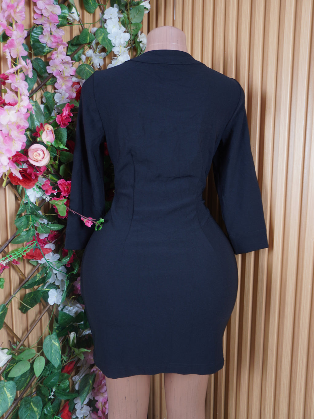 Robe moulante manches longues avec tirette-S