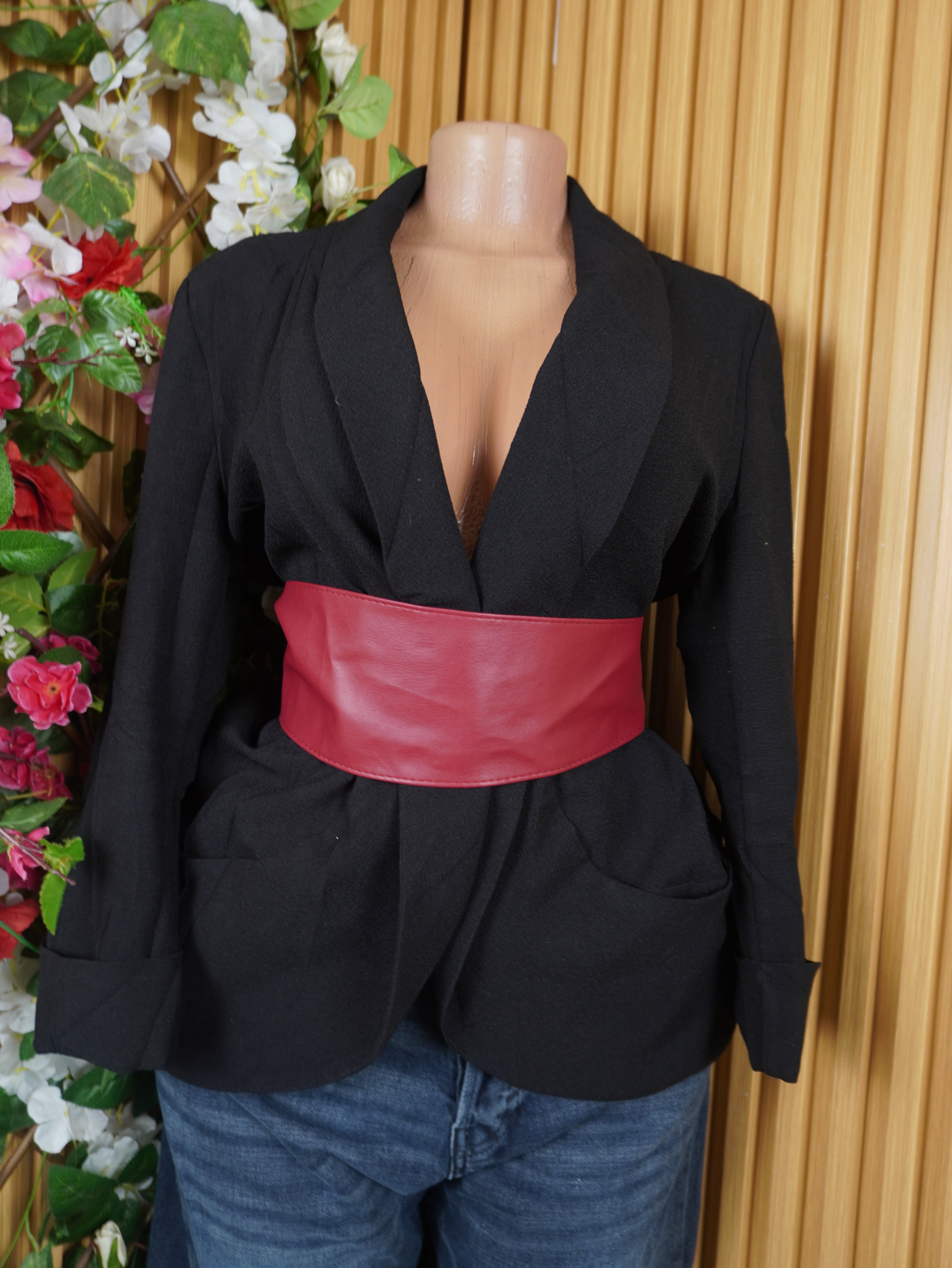 Veste blazer pour femme couleur noir manches longues-L