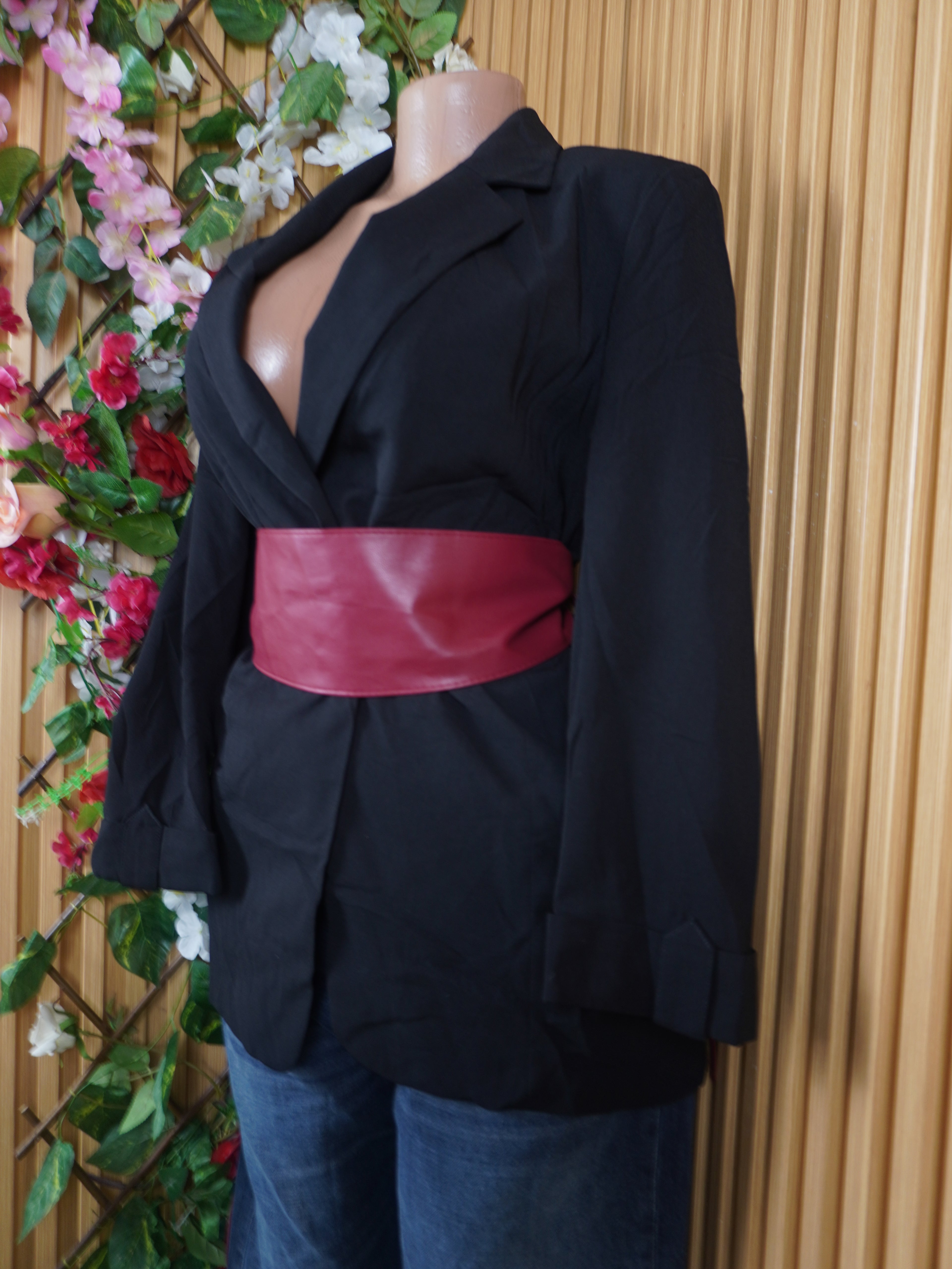 Veste blazer pour femme couleur noir manches longues-L