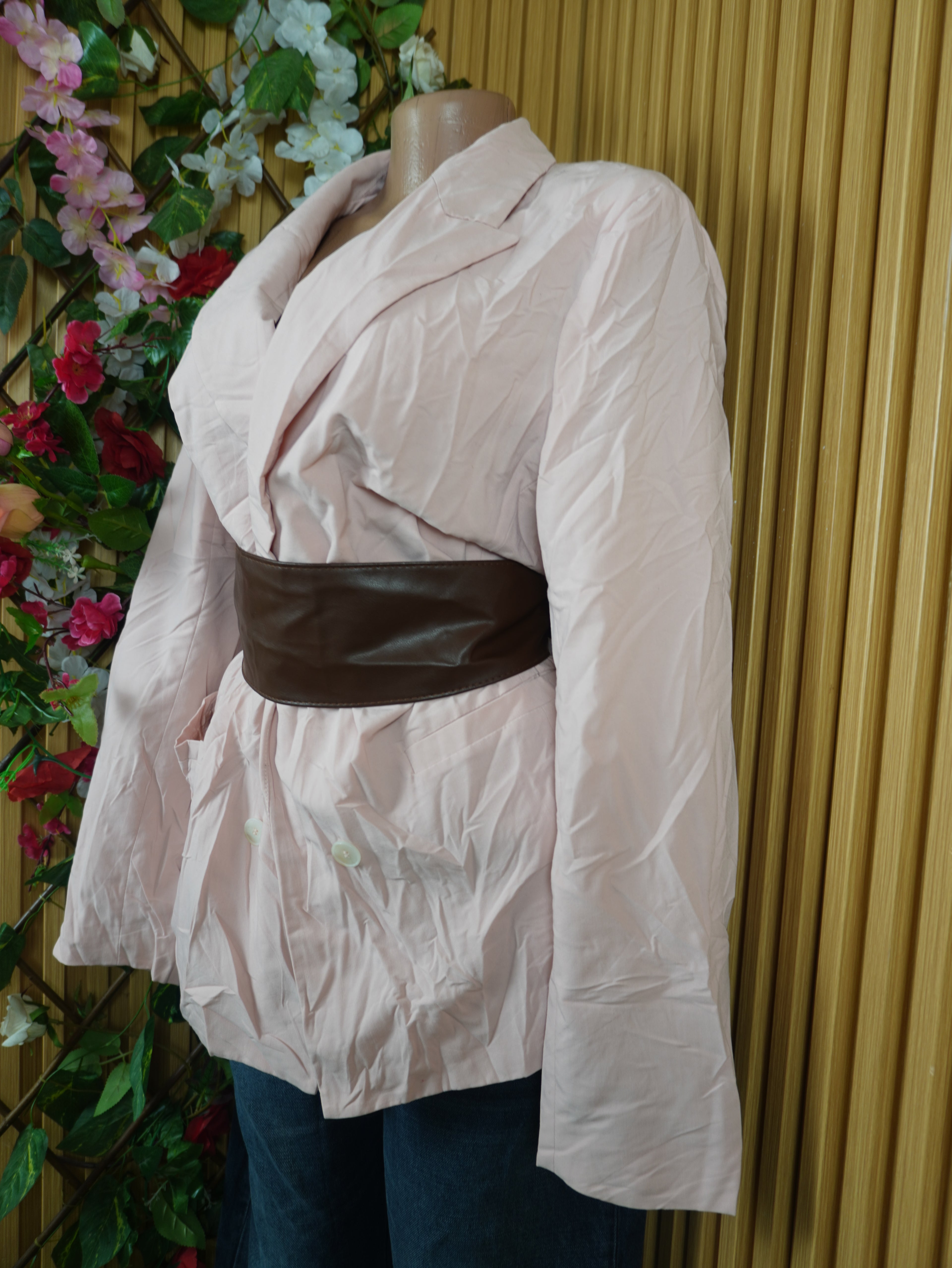 Veste blazer pour femme couleur beige manches longues-L