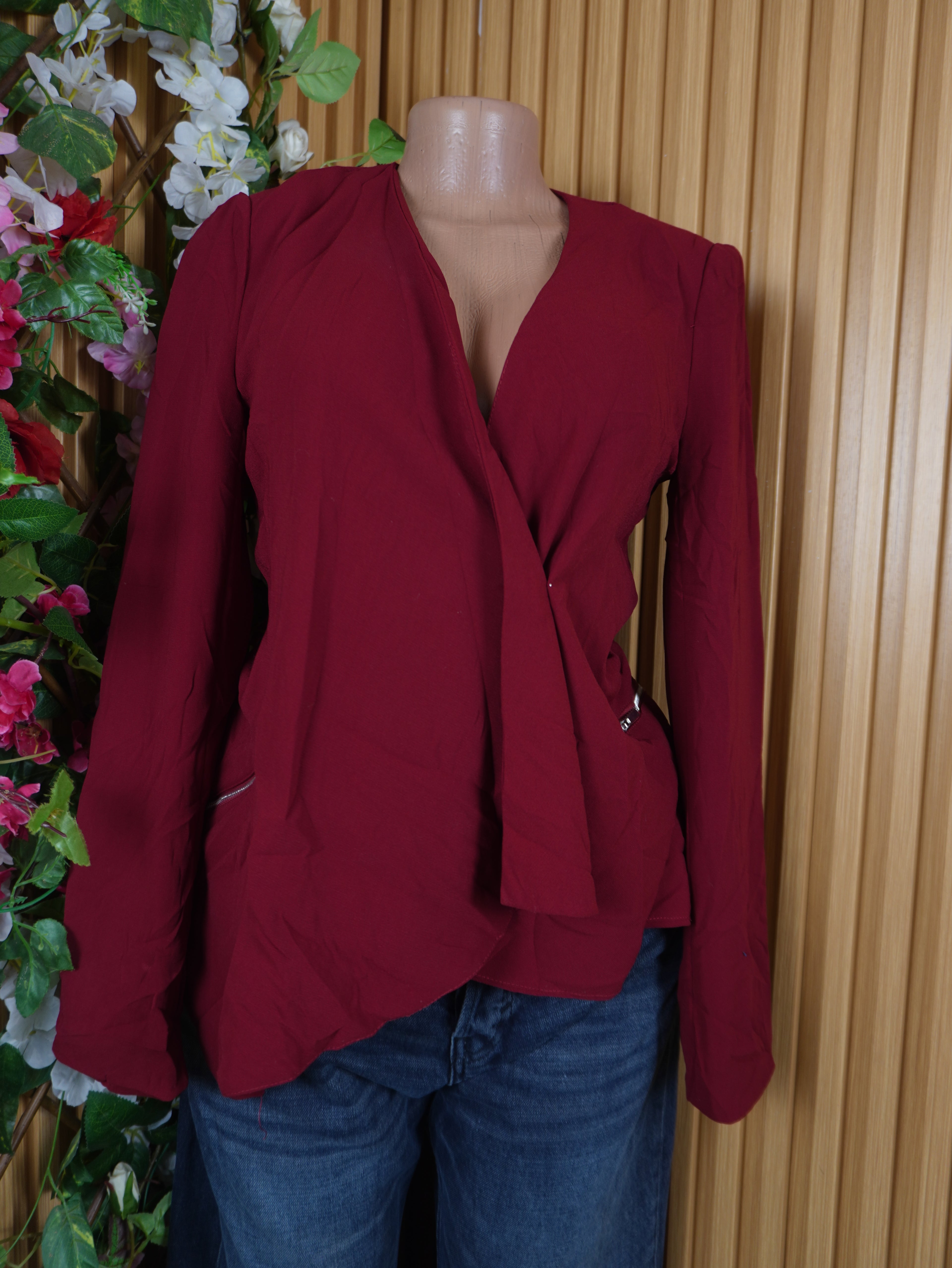 Veste blazer pour femme couleur rouge bordeaux-S