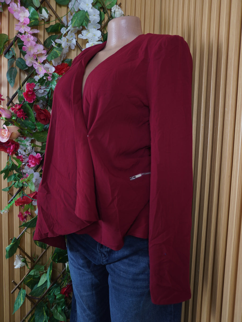 Veste blazer pour femme couleur rouge bordeaux-S