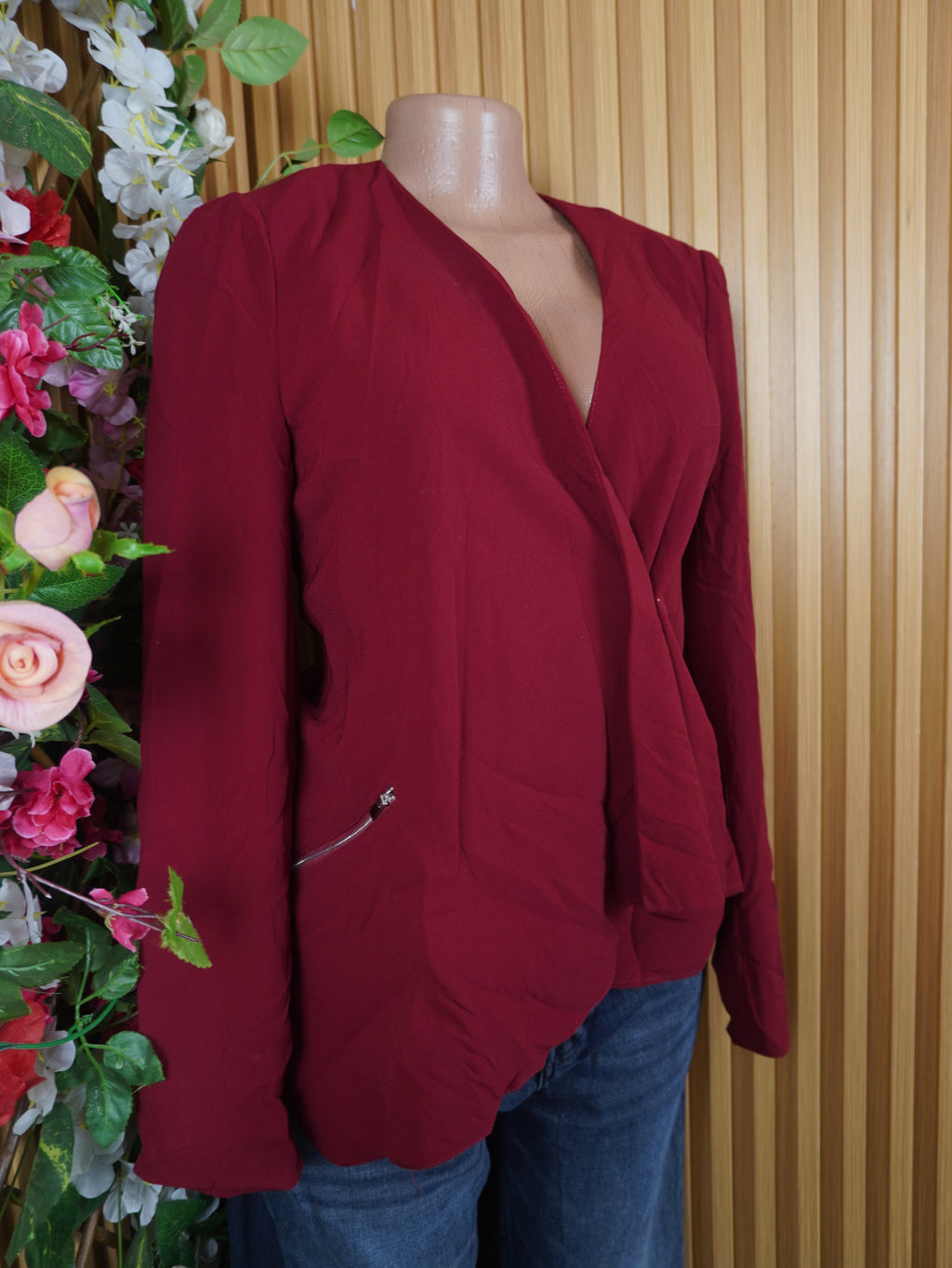 Veste blazer pour femme couleur rouge bordeaux-S