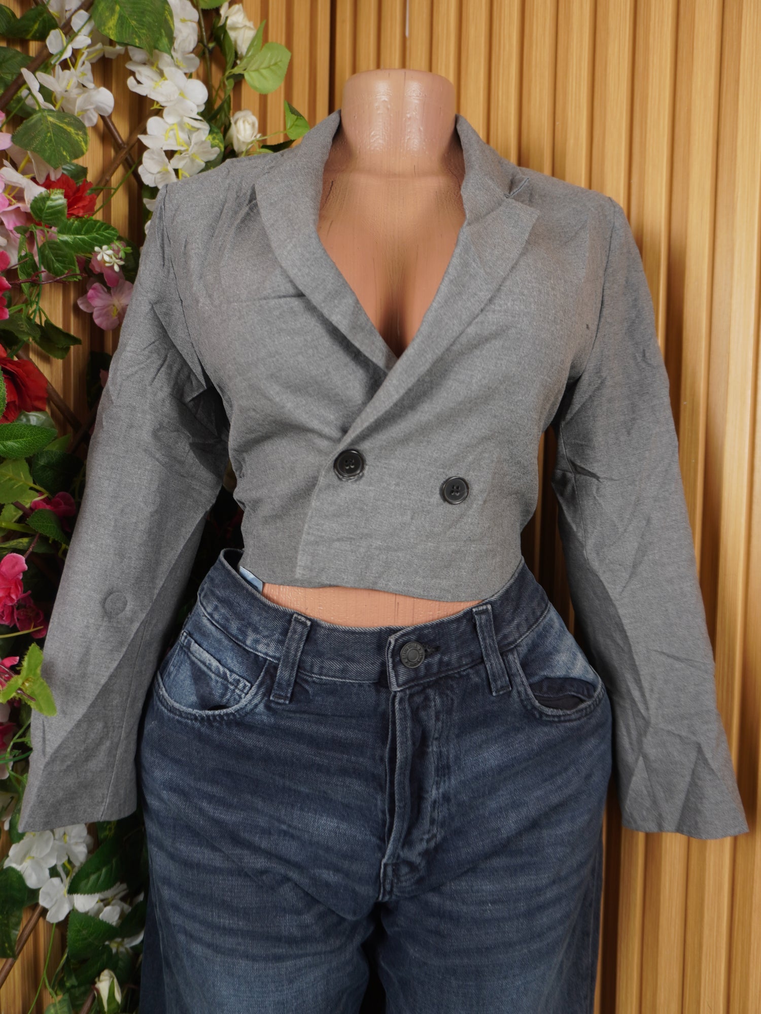 Veste blazer pour femme couleur gris deux bouton-S