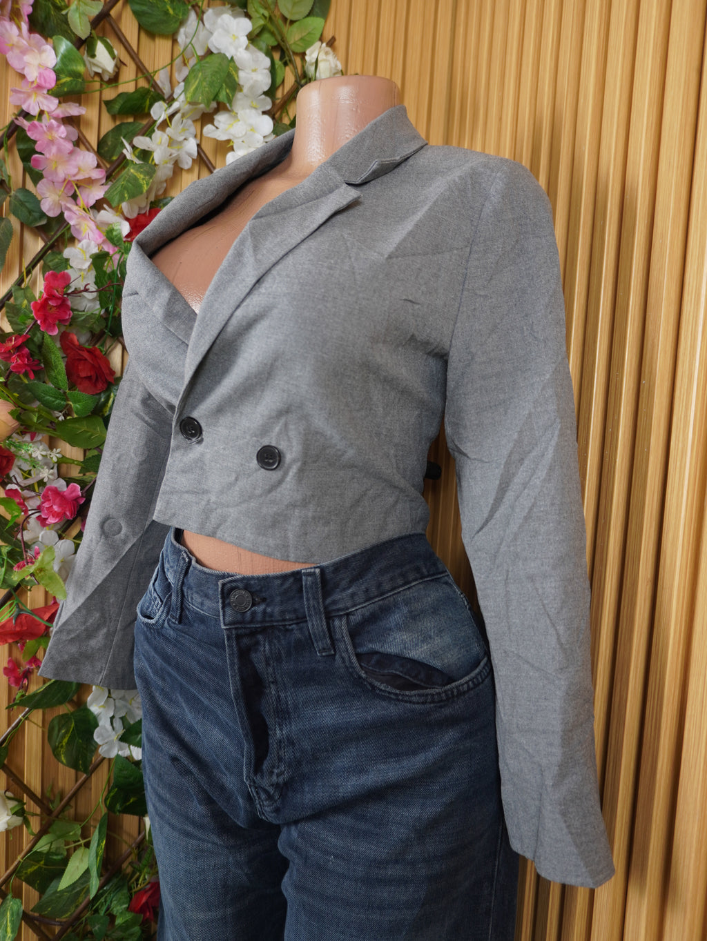 Veste blazer pour femme couleur gris deux bouton-S