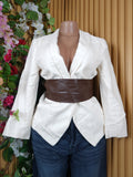 Veste blazer pour femme couleur beige manches longues-S