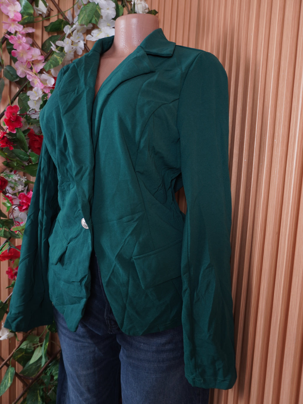 Veste blazer pour femme couleur verte manches longues-M