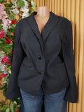 Veste blazer pour femme à deux boutons de couleur noir-XXL