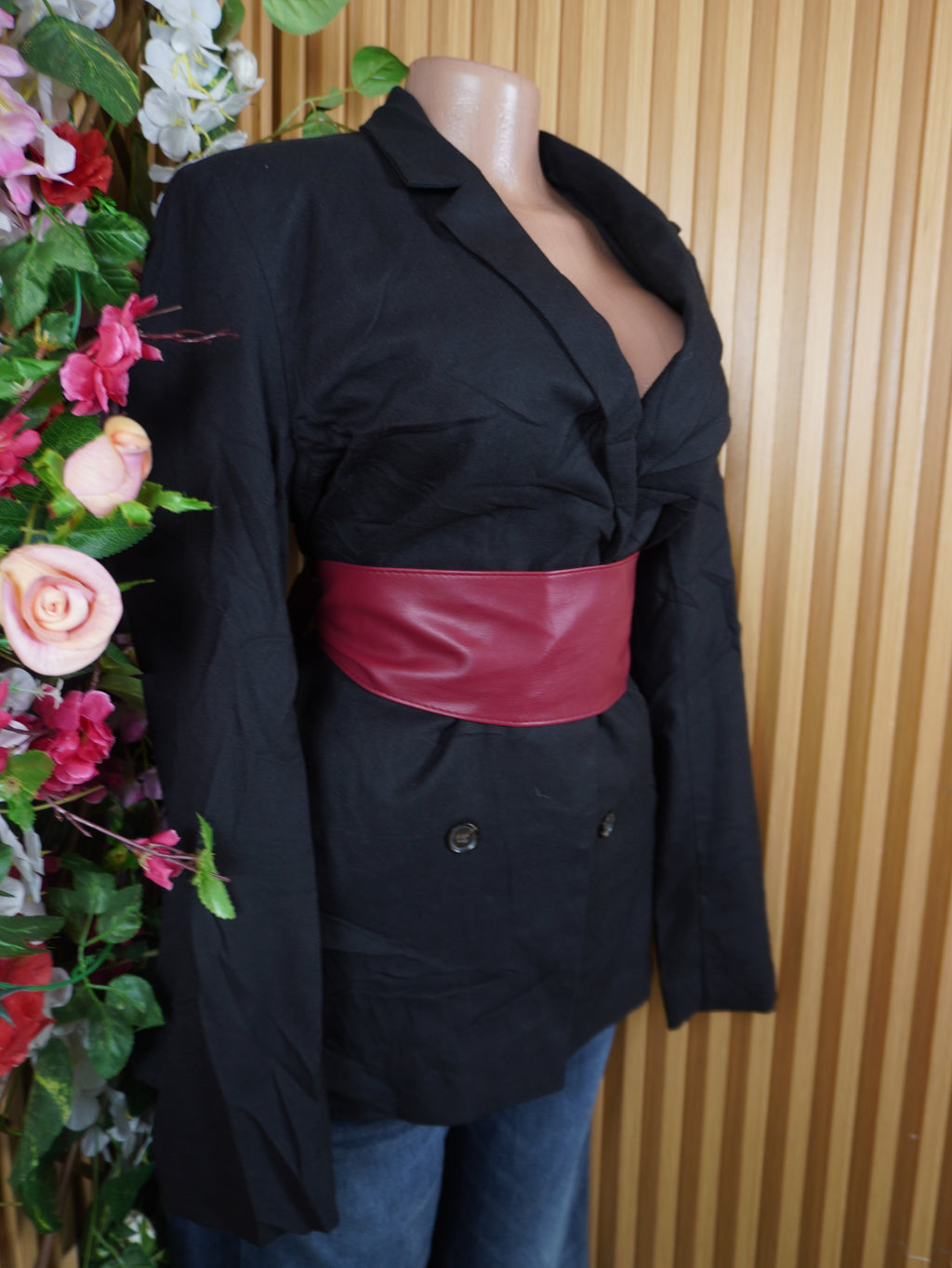Veste blazer pour femme couleur noir manches longues-L