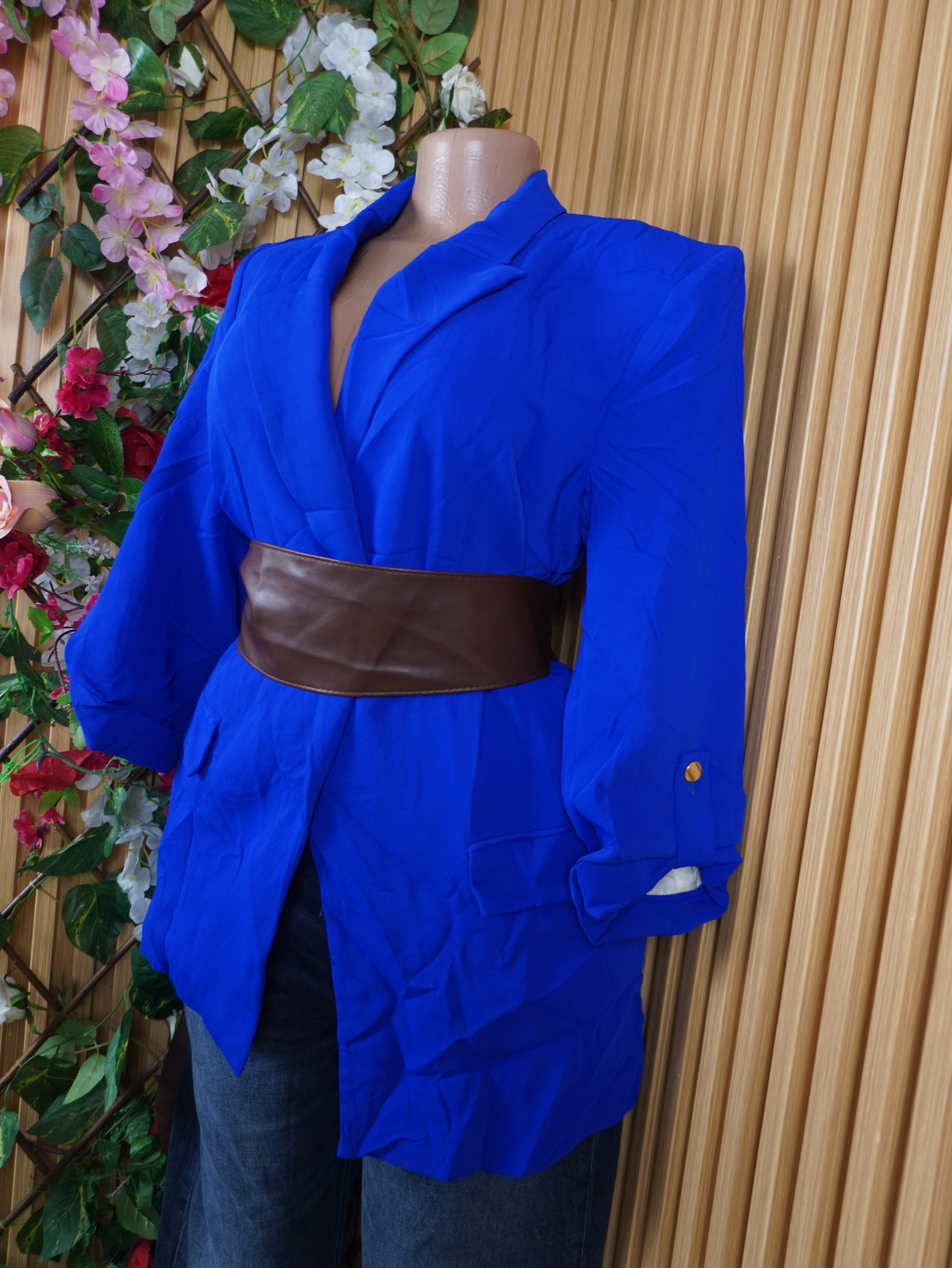 Veste blazer pour femme couleur bleu manches longues-M