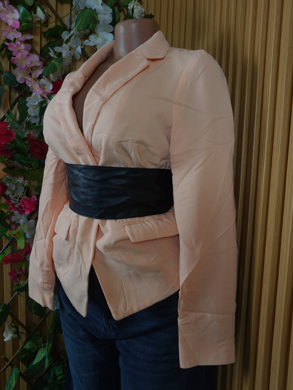 Veste blazer pour femme couleur beige manches longues-M