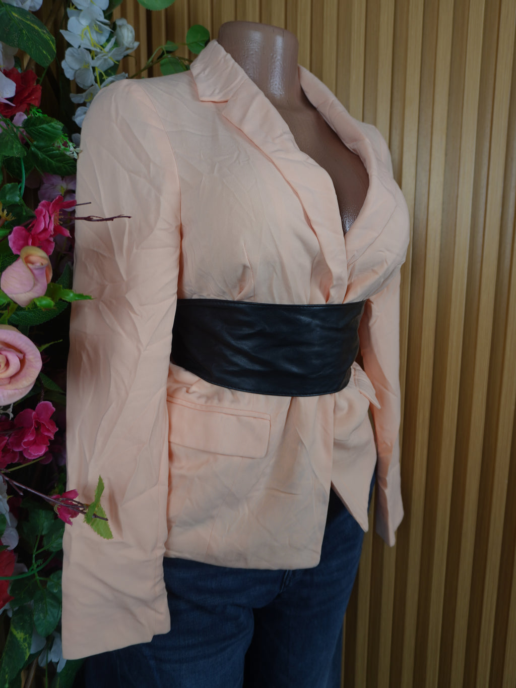 Veste blazer pour femme couleur beige manches longues-M