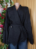 Veste blazer pour femme couleur noir ceintrée-XL