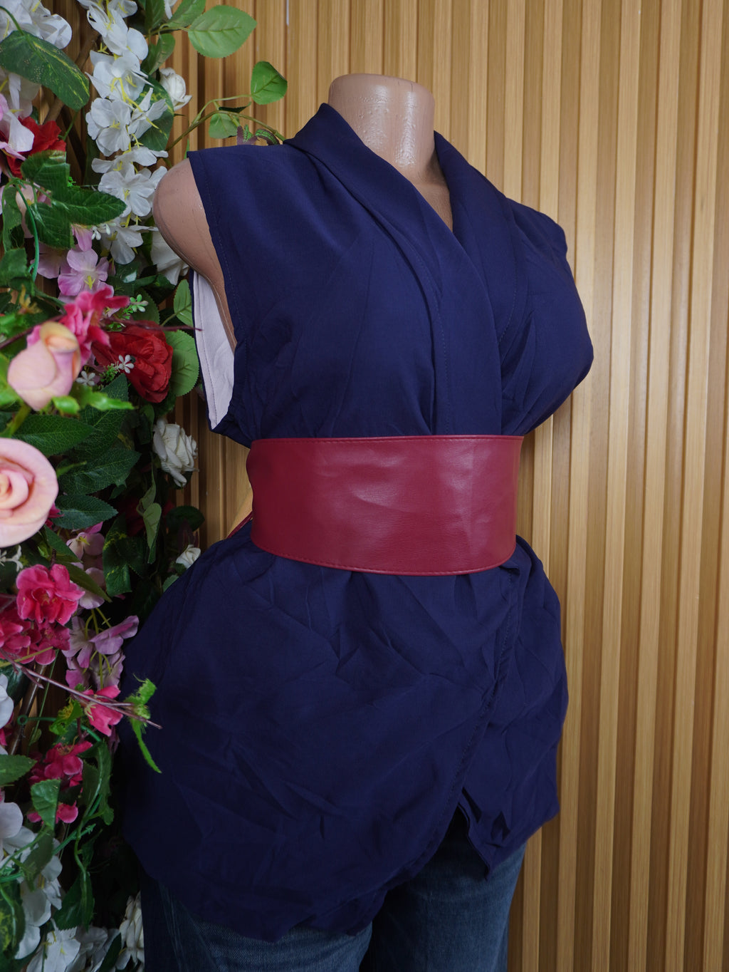 Veste blazer pour femme couleur bleu sans manches-L