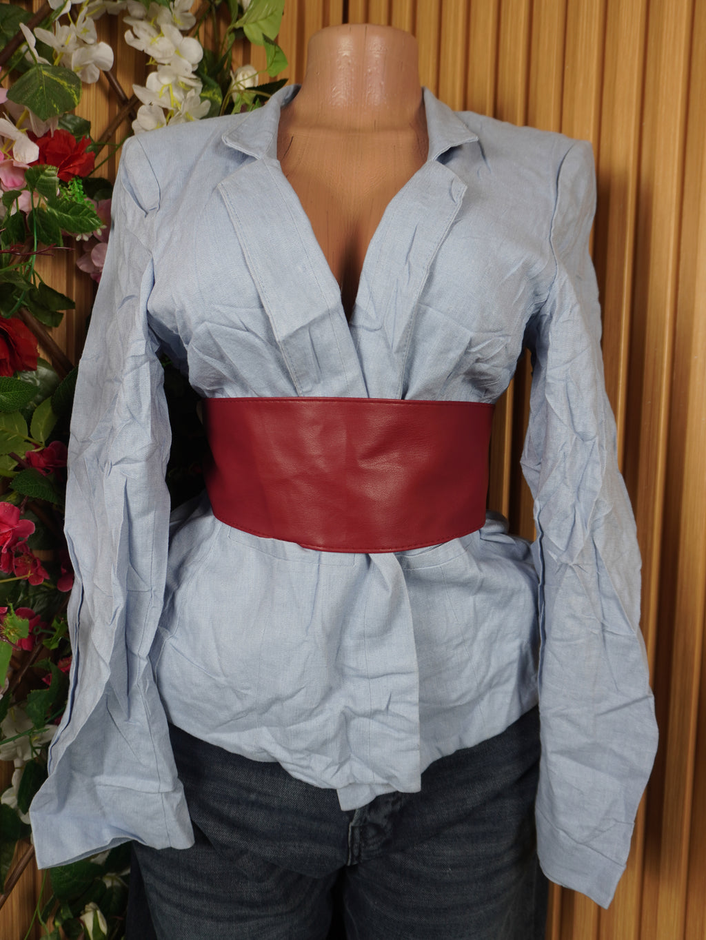 Veste blazer pour couleur bleu ciel manches longues-L