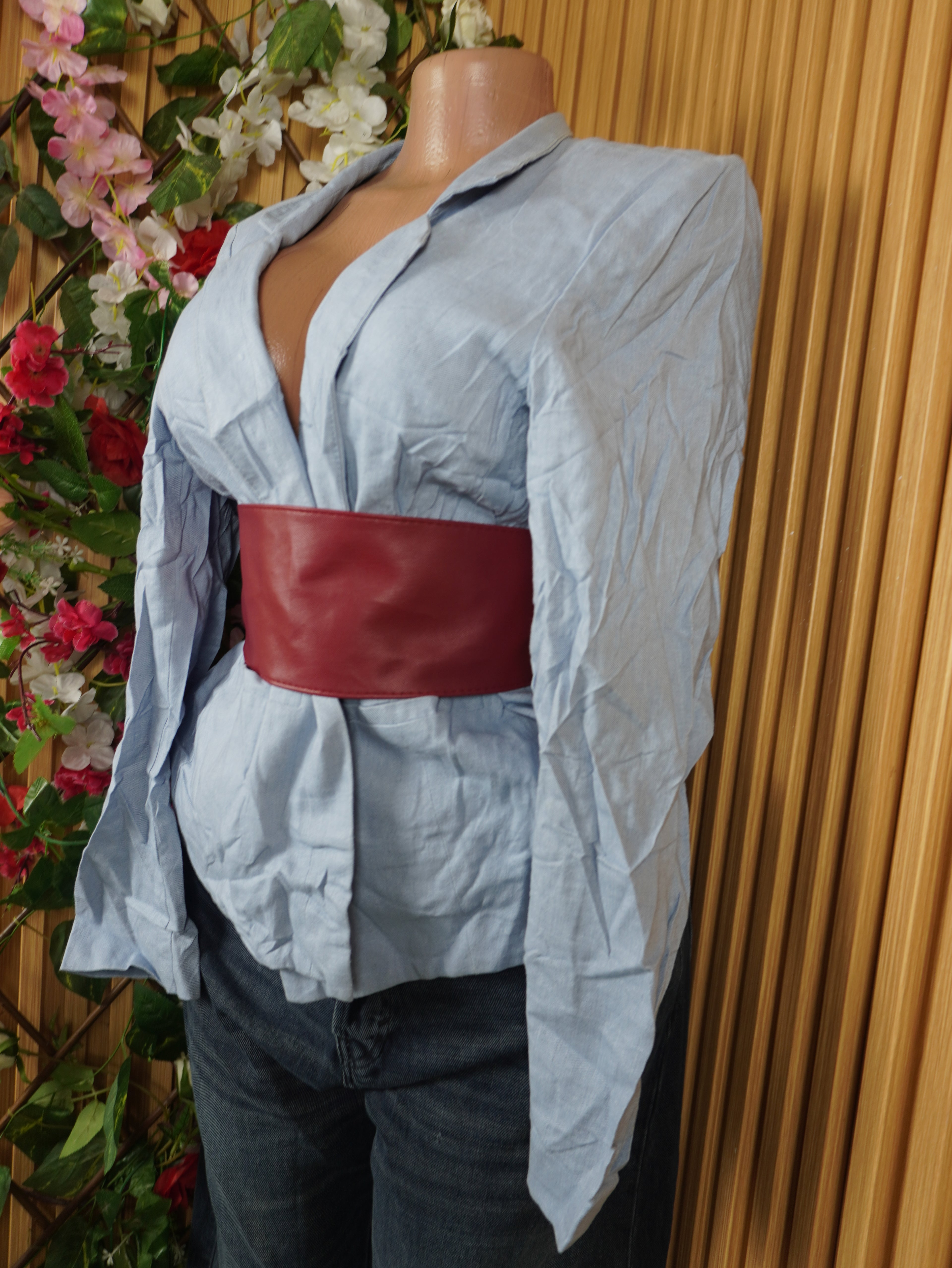 Veste blazer pour couleur bleu ciel manches longues-L