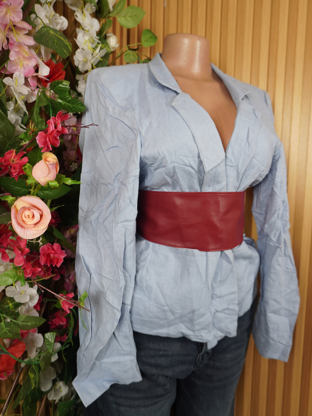 Veste blazer pour couleur bleu ciel manches longues-L