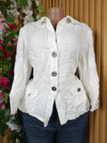 Veste blazer pour femme à trois boutons de couleur beige-L