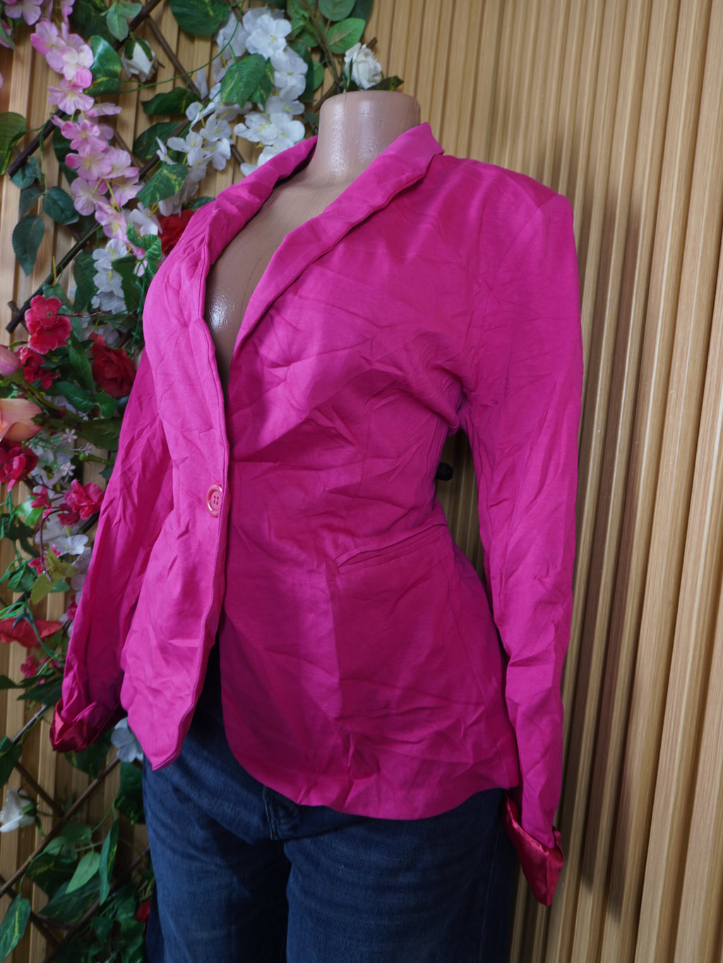 Veste blazer pour femme couleur rose one boutons-M