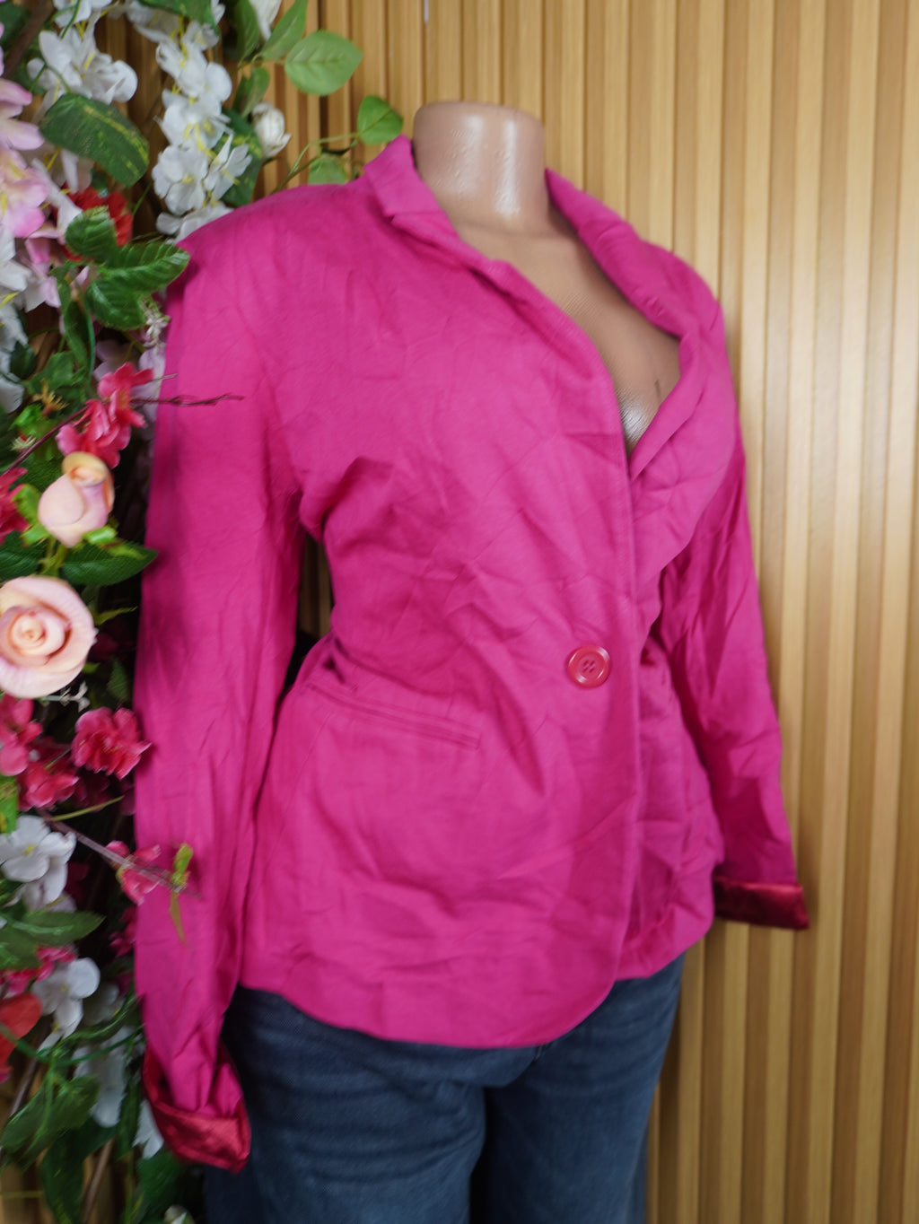 Veste blazer pour femme couleur rose one boutons-M