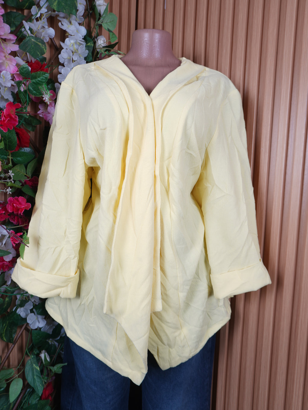 Veste blazer pour femme motif couleur jaune-XL