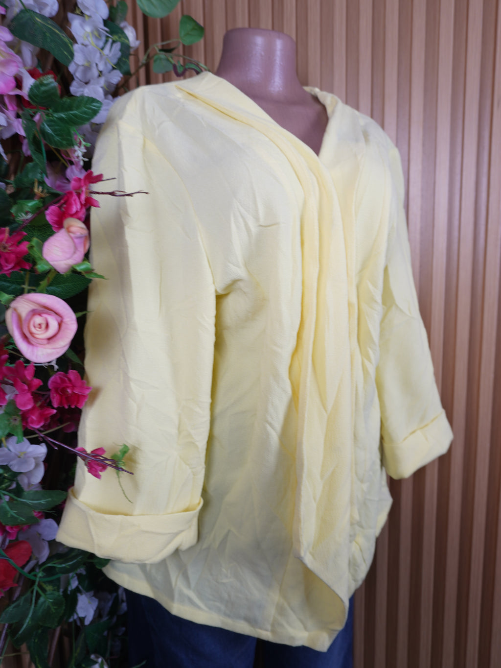Veste blazer pour femme motif couleur jaune-XL