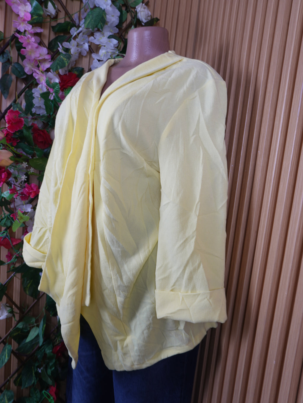 Veste blazer pour femme motif couleur jaune-XL