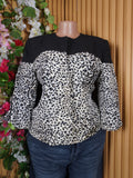 Veste blazer pour femme motif animal manches longues-M