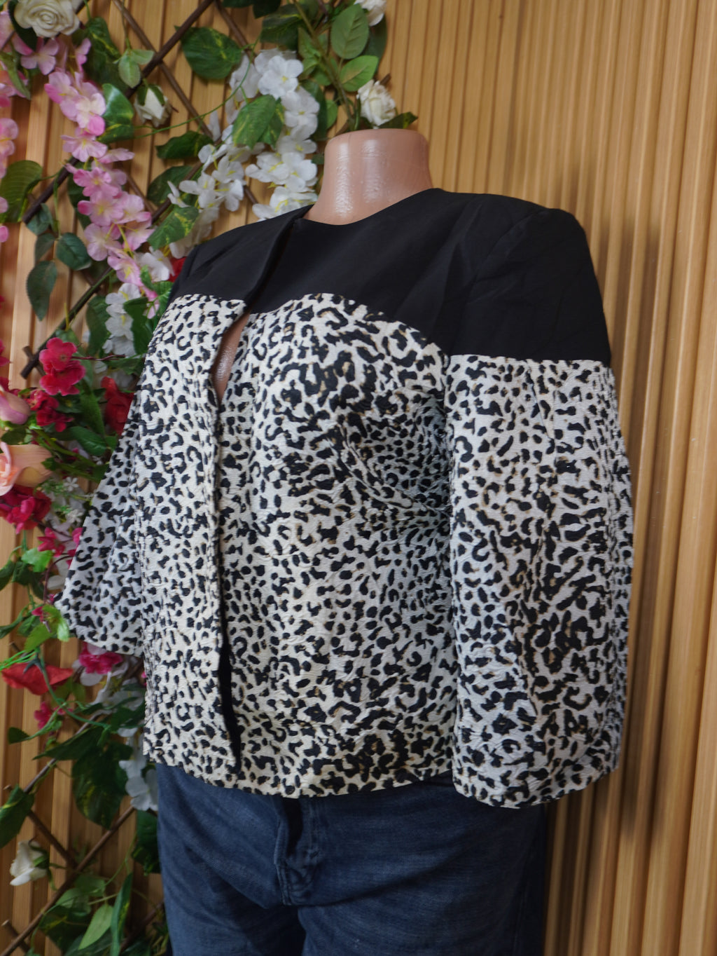 Veste blazer pour femme motif animal manches longues-M