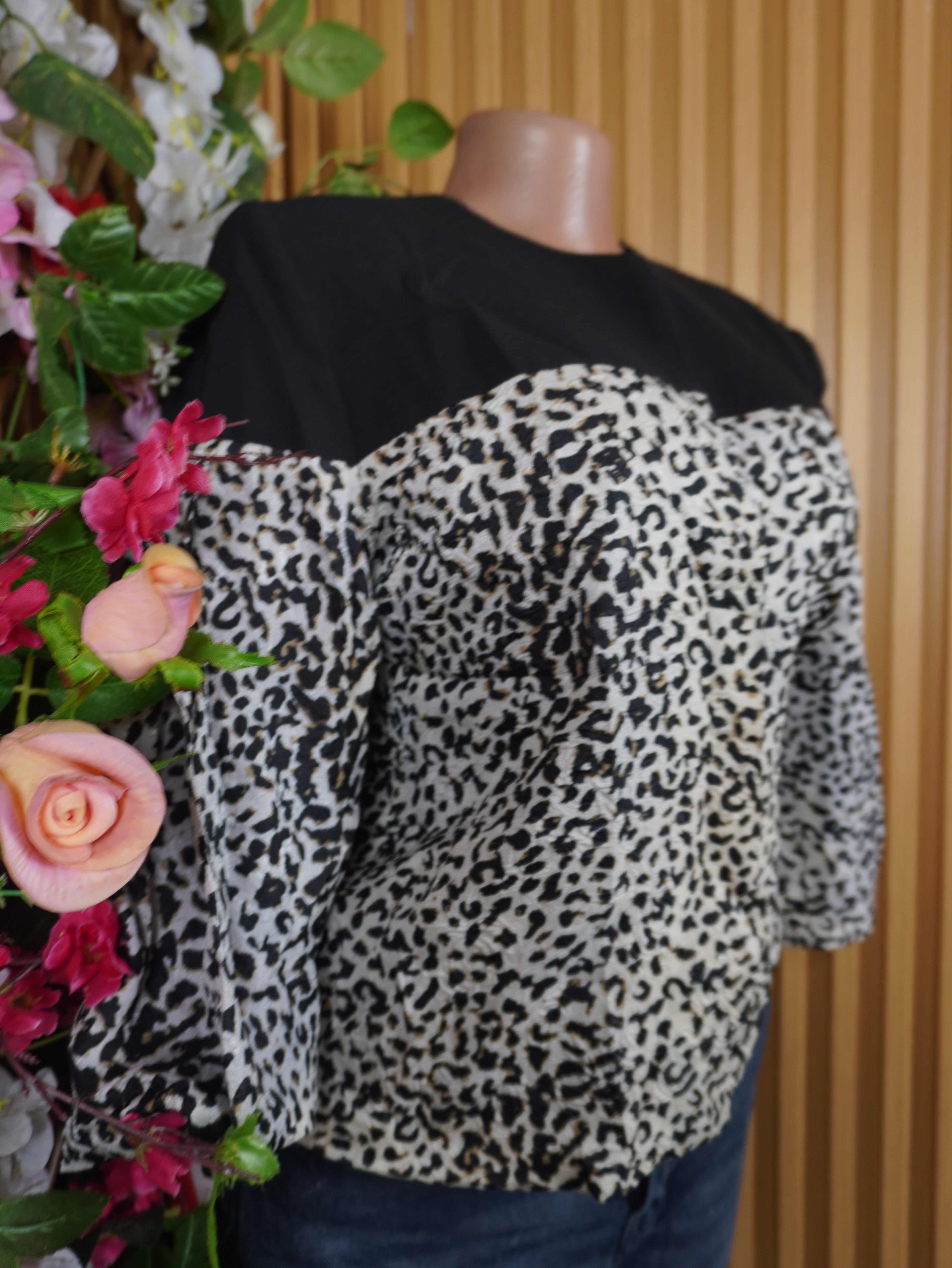 Veste blazer pour femme motif animal manches longues-M