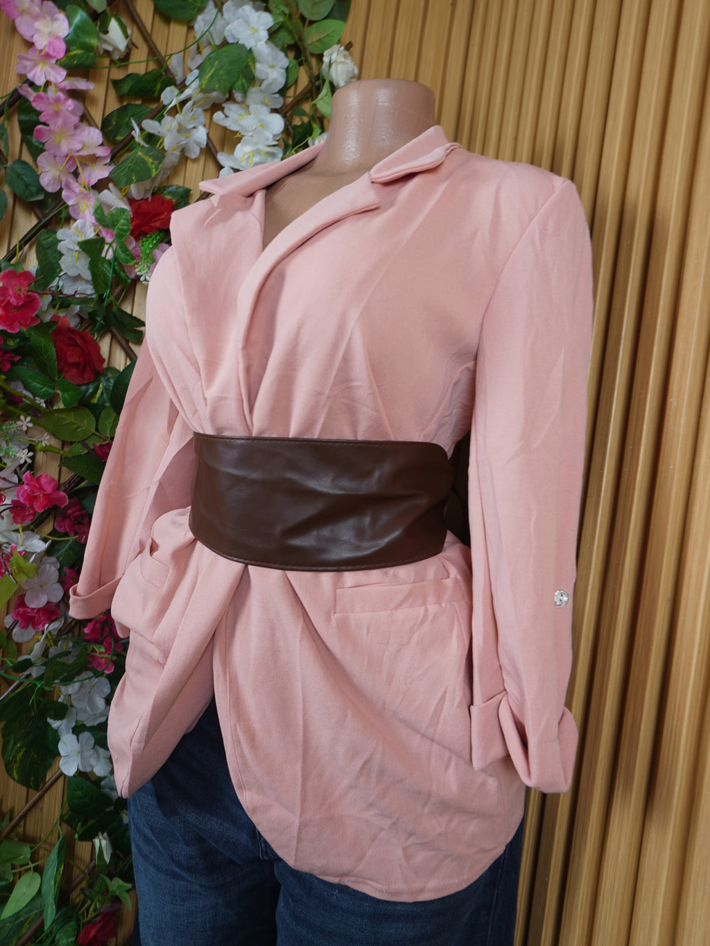 Veste blazer pour femme couleur rose-S