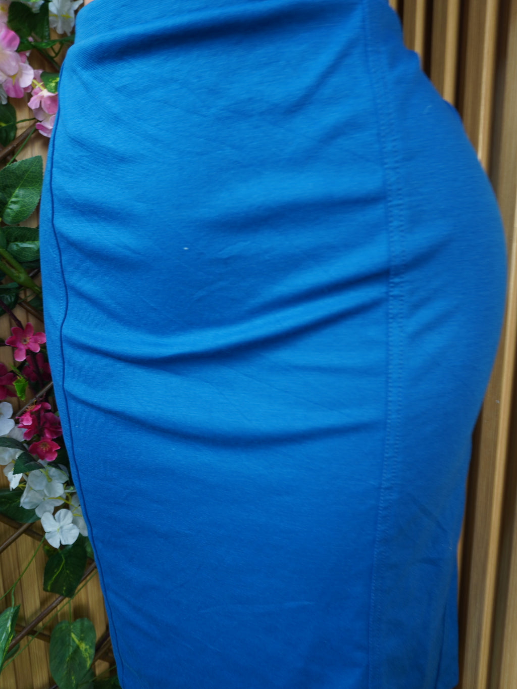 Jupe moulante de couleur bleu-XL