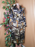 Robe évasée longue manches longues imprimée fleurie-XXL